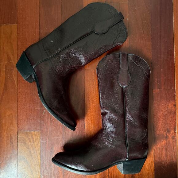 Ammons Custom Handmade Men’s Cowboy Boots 9 Crinkle Shiny Leather main image 5